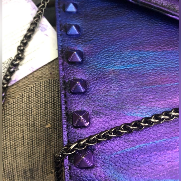 Mersi Vera Metallic Multi Color Studded Envelope Vegan Leather Crossbody Bag - Picture 14 of 16